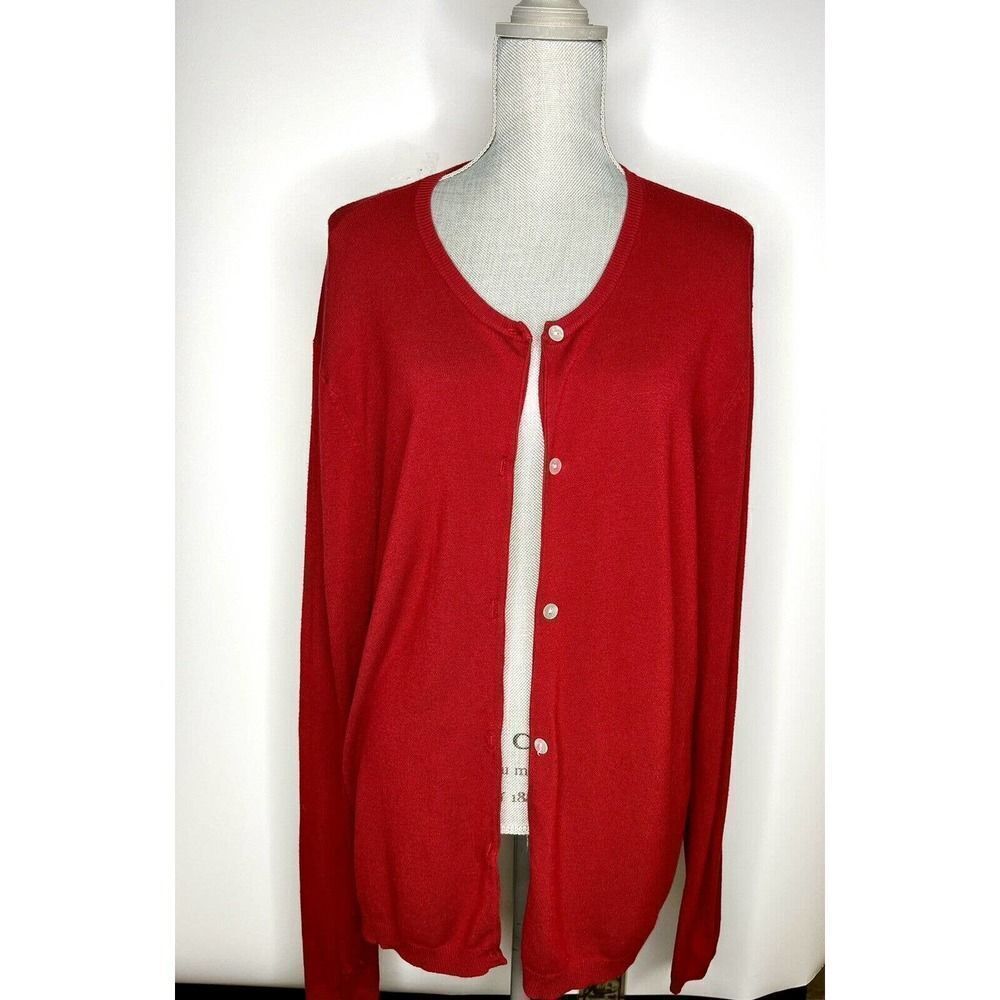 Coldwater Creek Red Button Down Cardigan Plus Size Womens 2X